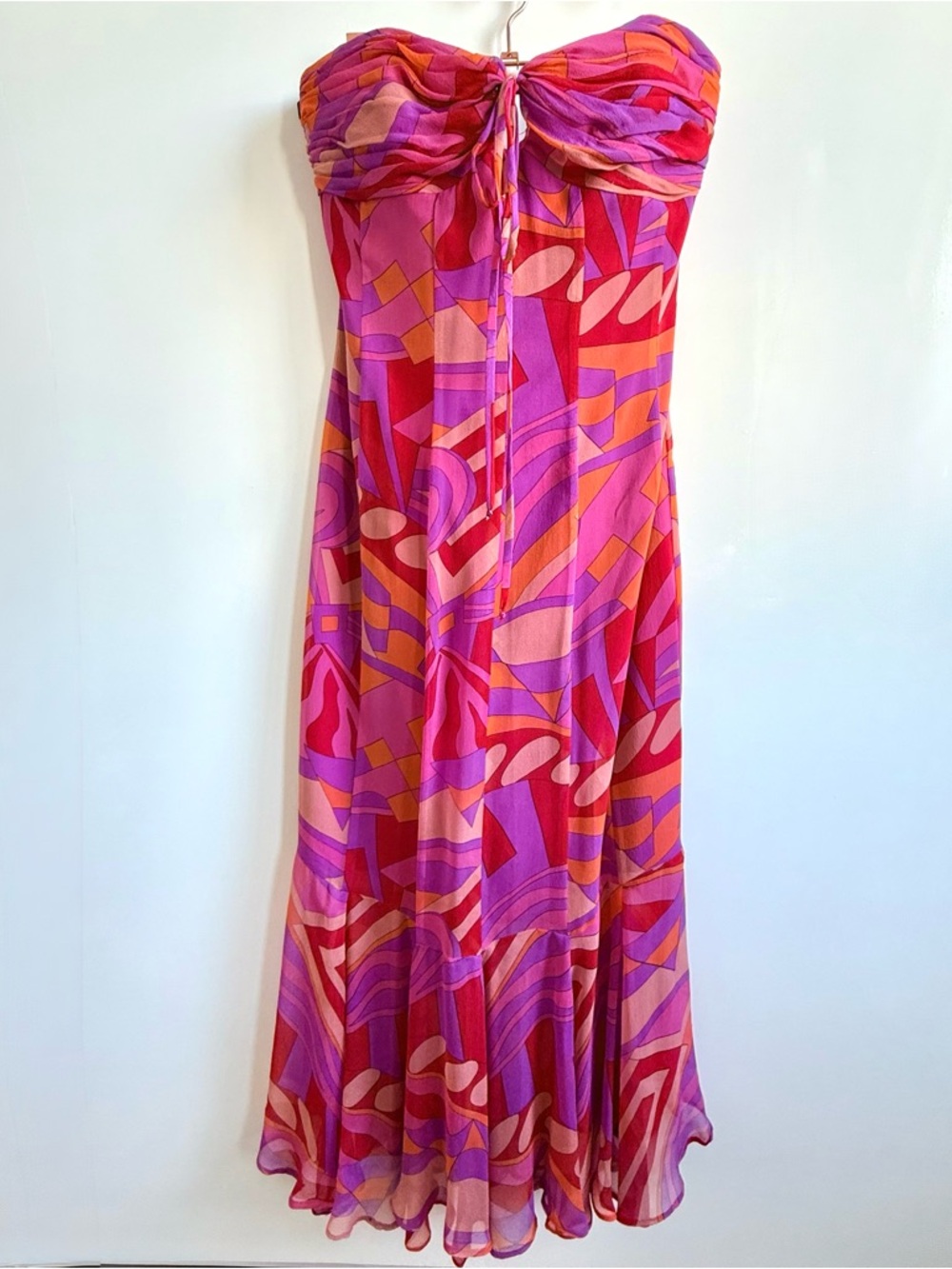 David Meister Strapless Geometric Silk Dress - Style #ZHJX1311